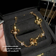 Italian Vintage Brushed Iris Gemstone Necklace Vintage 18K Gold Plated Iris Petal Zircon Bracelet 【D