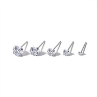 J&amp;Y SILVER【In Stock】100 Sterling Silver S925 Silver Earrings Stud Earrings Different sizes WhitePinkPurple zircons Women Jewelry Gift Present Ear Stud Lanyard 07