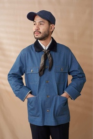 The Finery – The Safari Denim Jacket สีน้ำเงิน Denim | ผ้า Cotton Denim | Corduroy Collar | กระเป๋า 