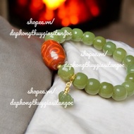 Lu Thong hoa Dien bracelet mixed with 5-eye dzi and lotus charm