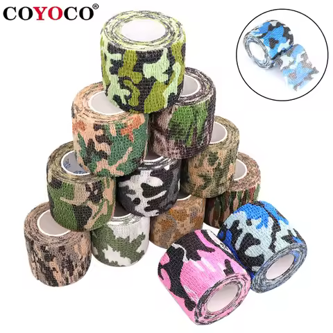 Camouflage Elastic Bandage Disguise Bicycle Self Adhesive Wrap Tape Hunting Bick 4.8m Sports Protect