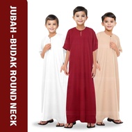 🍁 Jubah Lelaki Budak  Round Neck Satu Button  Lengan Pendek  Como Crepe  By NR Exclusive