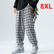 Men's Plaid Pants Fashion Casual Sweatpants Men Spring Joggers Male Elastic Waist Trousers Mens Jogging Pants Plus Size 8XL