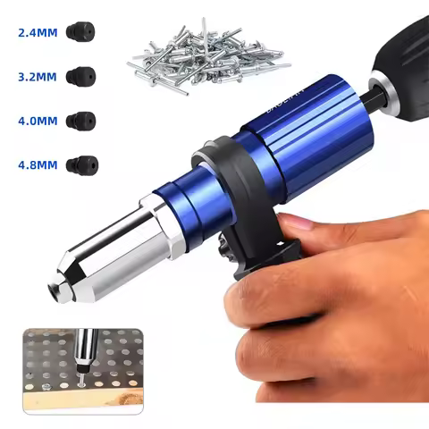 Electric Rivet Gun 2.4mm-4.8mm Rivet Nut Gun Drill Adapter Cordless Riveting Tool Insert Nut Pull Ri
