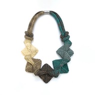 Multicolor knitted necklace Woven necklace Textile jewelry