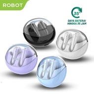 Headset Robot Flybuds T30 Wireless Earphone With Transparent Case Bluetooth 5.3