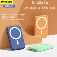 Hexinhongjian Hexinhongjian 5000MAh Bneseus-Macsafe Power Bank แบตเตอร์รี่นอกแม่เหล็กเครื่องชาร์จไร้สายแบบพกพาชาร์จเสริมสำหรับ12, 13, 14