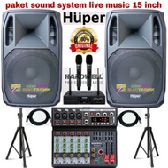 Paket Sound System Full Huper AK 15 A + Mixer Hardwell 6 channel Original