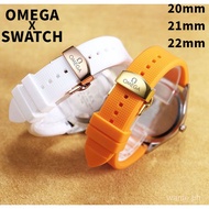 Suitable for OMEGA silicone strap 20mm 21mm 22mm OMEGA Swatch joint metal butterfly buckle folding buckle SPEEDMASTER Aqua Terra De Ville series men's and women's watch rubber band