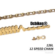 X12 PVD Gold Titanium Coating MTB Road Bike 12 Speed Chain + Missing Link 126L