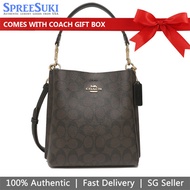 Coach Handbag In Gift Box Crossbody Bag Mollie 22 In Signature Canvas Brown Black # CA582D1