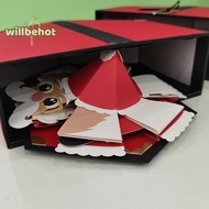 [WillbehotS] 3D Santa Claus Prank Box Card 3D Christmas Cards Novelty Santa Card 3D Santa Claus Stereoscopic Gift Card Christmas-Themed Prank [NEW]