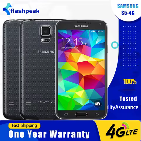 Original Samsung Galaxy S5 G900F 4G LTE Mobile Phone AMOLED 5.1" 2GB+16GB 16MP+2MP Snapdragon 801 Qu