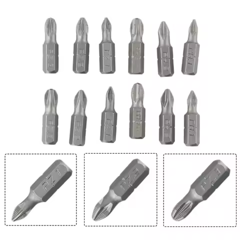 12Pcs Non-Slip Batch Head Phillip Bits Hex Shanked Screwdriver Magnetic Single Head PH1 PH2 PH3 PZ1 