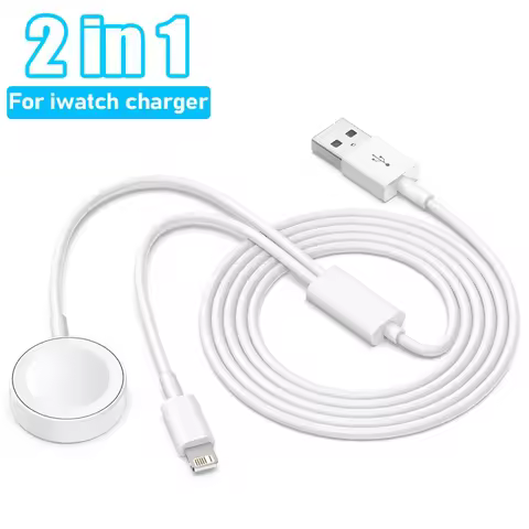 2 in 1 Cable For Apple Watch Charger Series 9 8 7 6 5 4 3 USB Fast Portable Charging Station For iph
