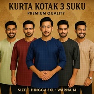Kurta Kotak Kotak Lelaki Dewasa Stock Ready 3 Quarter 100% COTTON KA READY FOR UPCOMING RAYA