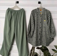 Oneset Crinkle Aleva Combinasi Jumbo || Set Celana Crinkle Terbaru