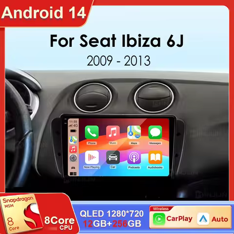 Android 15 Car Radio for Seat Ibiza MK4 6J 2008-2015 Multimedia Player CarPlay Android Auto GPS Blue