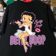 เสื้อยืดแขนสั้น พิมพ์ลายการ์ตูน Betty Boop Betty Doll สีม่วง สไตล์ฮาราจูกุ สําหรับผู้ชาย และผู้หญิง Cotton