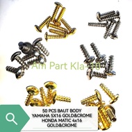 50Pcs GOLD&NIKEL Universal Body Bolts 5x16 4x16 L Key +