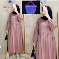 ,- Midi Dress Kayla Long dress Tunik Katun Rayon Twill Premium Wanita
