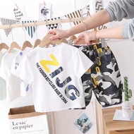 1Set Summer Boy Fashion Shirt Set Camouflage Pant Kids for 1-7 Years Old Fashionable Children's Clot