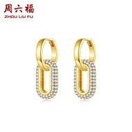 ZHOU LIU FU 周六福 ต่างหูเงินสเตอร์ลิง S925 ต่างหู Cubic Zircon สังเคราะห์ J0912846