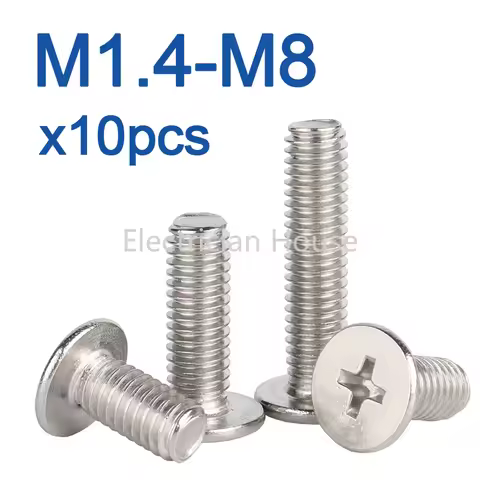 10pcs/lot Stainless Steel Cross Phillips CM Ultra Thin Super Low Flat Wafer Head Screw Bolt M1.4 M1.