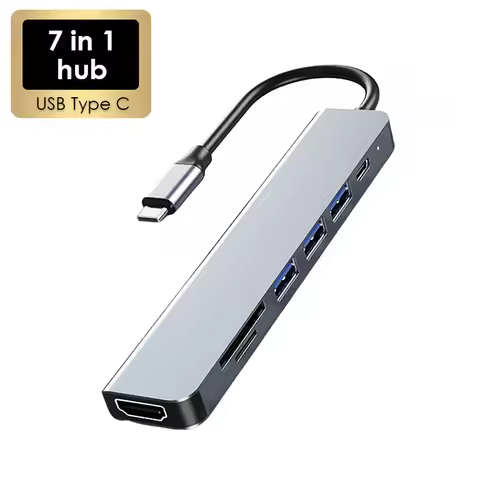 7-in-1 USB-C Docking Station 4K HDTV Adapter USB 3.0/2.0 HUB TYPE C to PD 87W SD TF Reader USB C Spl