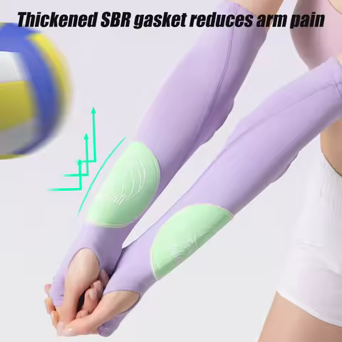 1Pair Volleyball Arm Sleeves with Protection Pads - Forearm Guards with Thumb Hole for Adult Youth M