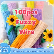100PCS Colored Chenille Wires Fluffy Sticks DIY Craft Fuzzy Stems Twist Wire for Kids