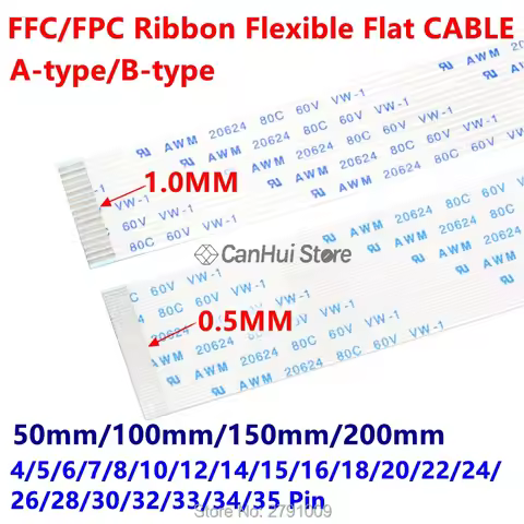 10PC FFC/FPC Ribbon Flexible Flat Cable 1.0MM 50/100/150/200MM A B type contact 4P 6 7 8 10 12 14 18