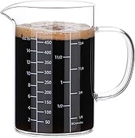 BCnmviku 500ML 2 CUP Glass Measuring Cup With Handle, High Borosilicate Glass Three Scales (OZ, Cup,
