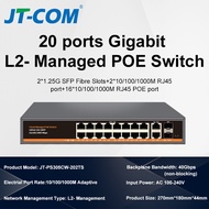JT-COM 20-Port Managed L2- Gigabit PoE Switch with 2 SFP Slots 2 RJ45 Uplinks & 16 PoE Ports (802.3a