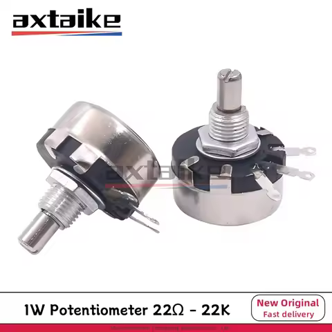 1W Potentiometer 22Ω-22K WX110 WX010 100 Ohm 1K 2K2 3K3 4K7 6K8 10K 6mm Metal Shaft Single Turn Wire