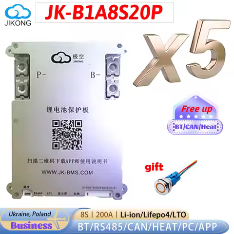 jikong JKBMS B1A8S20P 200A 100A 3S 4S 5S 6S 7S 8S SMART BMS 12V 24V with RS485 CAN heat active balan