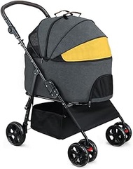 3-in-1 Pet Strollers for Small and Medium Dogs Cats 4 Wheels Travel Strolling Cart with Removable Ca