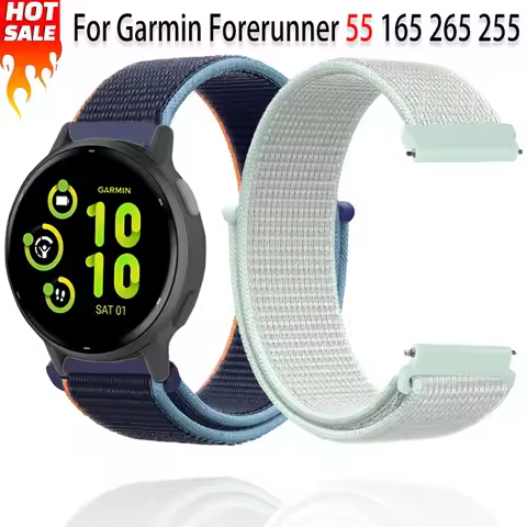 20mm 22mm Nylon Strap For Garmin Forerunner 55 165 265 255 Replacement wristband for Gramin Active 5