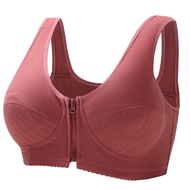 [READY STOCK] Plus Size Women Cotton Bra Front Zipper Wireless Vest Type Gather Comfortable Bra Ladi