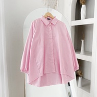 KEMEJA Gheta Stripe Shirt Basic Korean Style Women's Shirt Basic Casual Long Sleeve