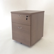 [Free Delivery &amp; Installation] 1-Drawer 1-Filing Mobile Pedestal / Mobile Drawer / Office Drawer (Oak Colour) - Lockable
