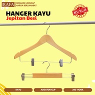 GANTUNGAN KAYU RAFA | Premium Iron Clip Wooden Hanger