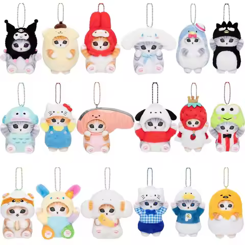 Genuine Sanrio Mofusand Kawaii Hello Kitty Kuromi My Melody Gudetama Pochacco Plush Keychain Backpac