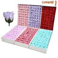 ICVMAX 50Pcs Soap Rose Flower, Realistic Floral Handmade Foam Rose, Romantic Three Layer Rose Wreath