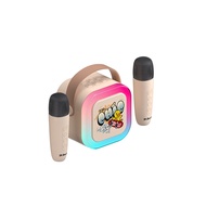 B.DUCK KM20ชุดคาราโอเกะแบบไร้สายบลูทูธแบบพกพาพร้อมไมโครโฟน2ตัวลำโพงลายการ์ตูนคาราโอเกะขนาดเล็กระบบสเ