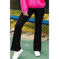 [HZA] 148-160cm Loose Sport Nurse Bootcut Flare Jersey Pants Leisure Women's High Waist Stretch  Boo