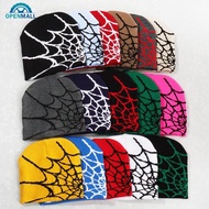 OPENMALL Y2K Knitted Hat Spider Web Jacquard Hat Outdoor Sports Fashion Hat Warm Hat Skullies Hat Fo
