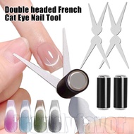 2Pcs Double-head French Nail Art Magnet Set - DIY Nails Art Accessories - X-Shaped Cat Eye Manicure 