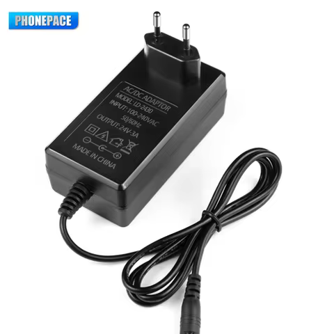 DC 24V 2A 3A Power Supply Adapter, Wide Voltage Universal AC/DC Adapter with EU US Plug, for LED Str
