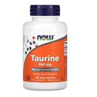 [ล๊อตใหม่] Taurine 1000 mg  ทอรีน 100 Capsules ช่วยย่อยไขมัน ควบคุมคอเลสเตอรอล EXP 01/28 NOW FOOD